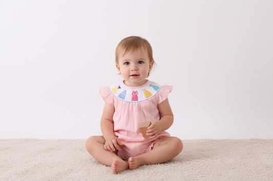 Pink princess smocked bubble