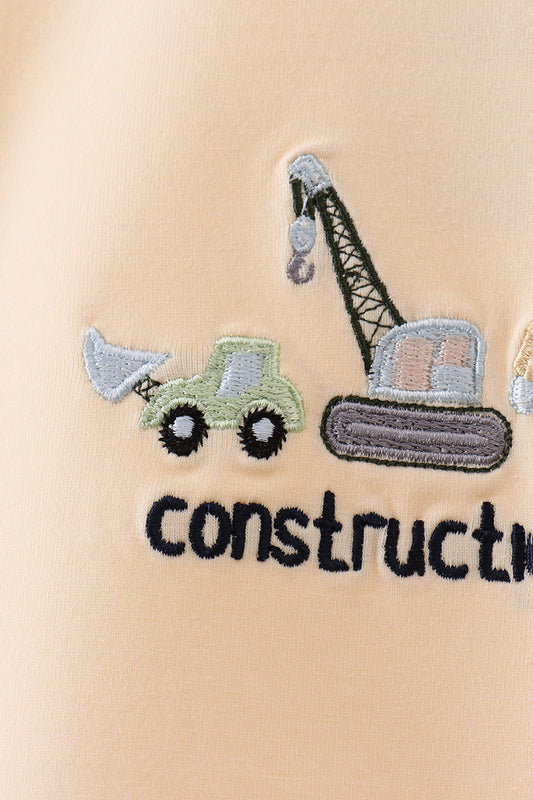 Beige construction embroidery top