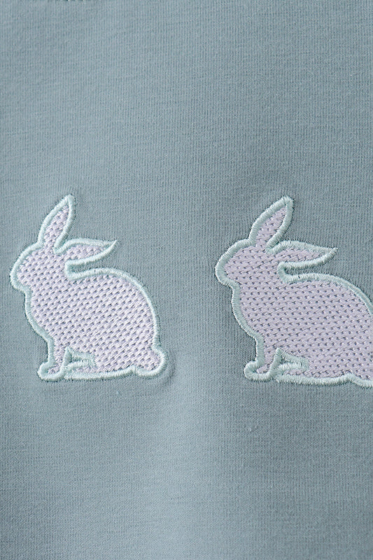 Blue bunny embroidery top