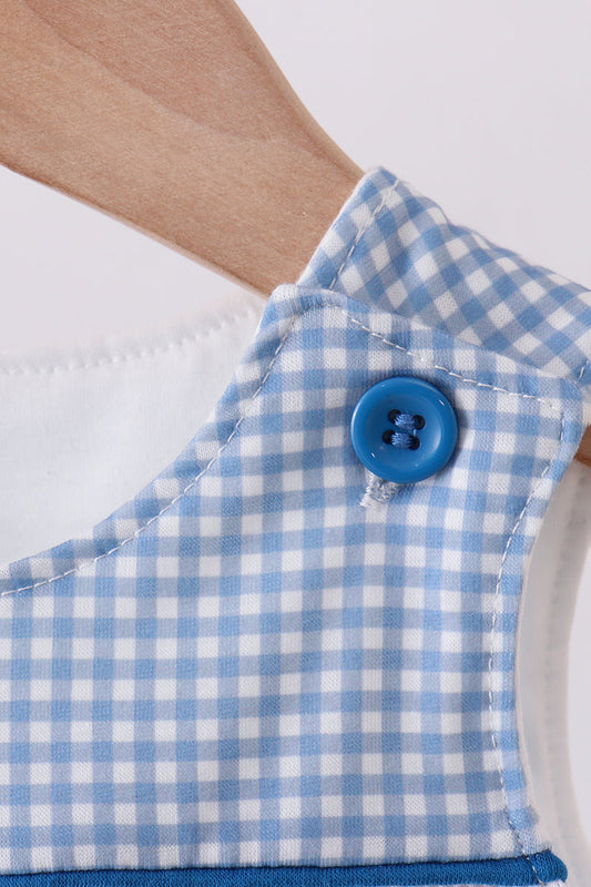 Blue character smocked gingham jonjon
