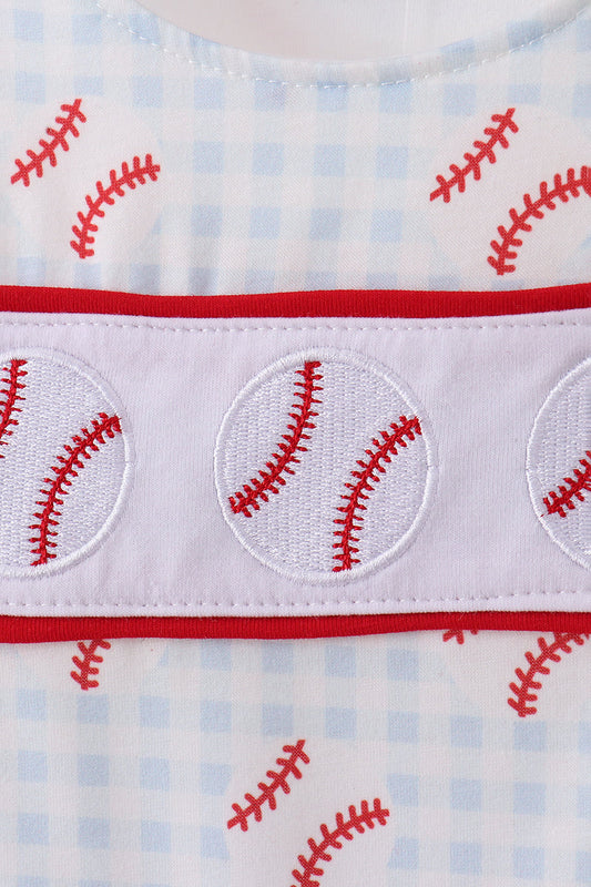 Baseball applique gingham jonjon