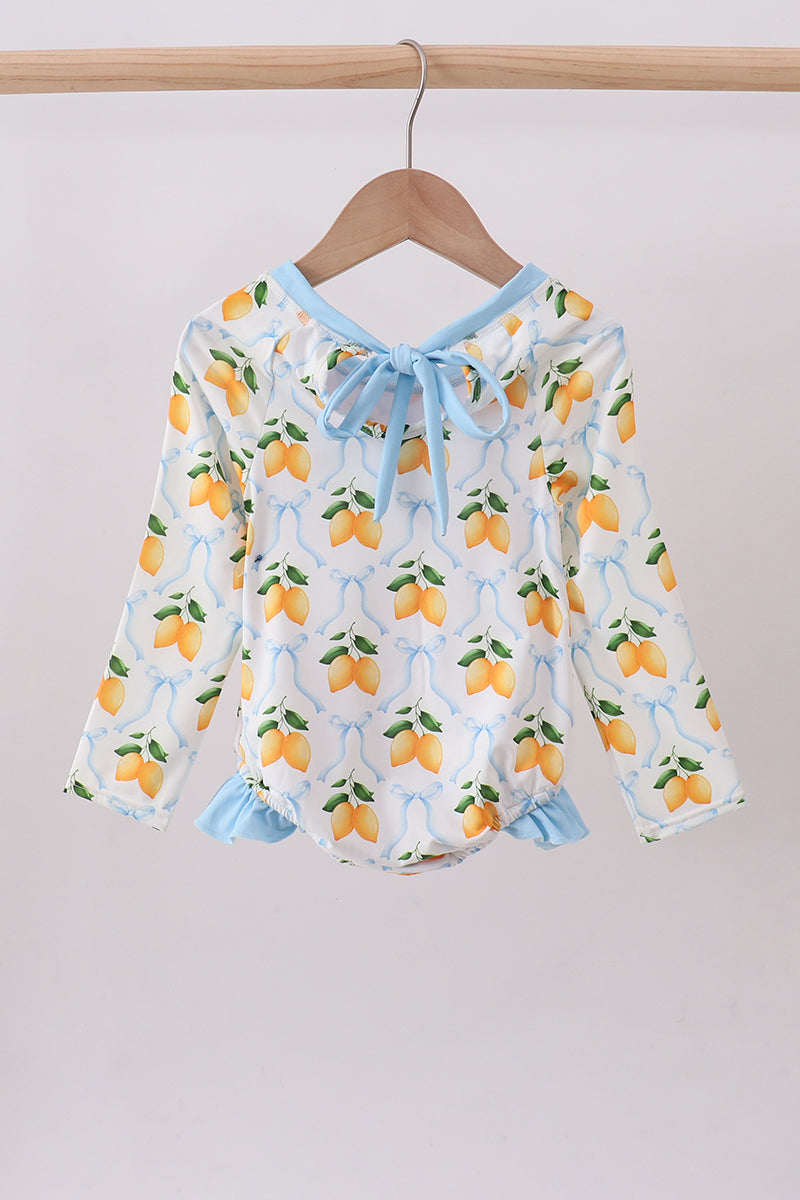 Blue bow lemon rashguard