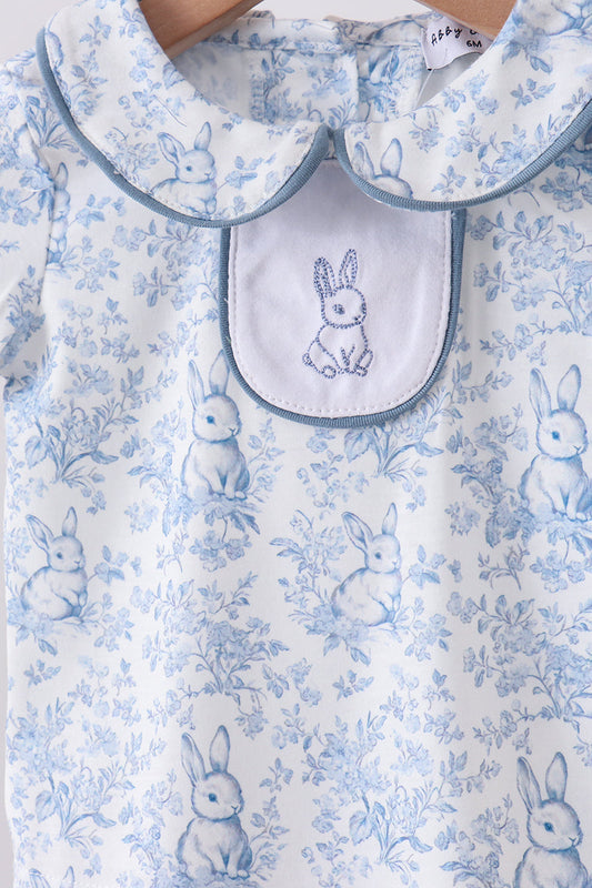 Navy bunny embroidery peter pan collar bloomer set