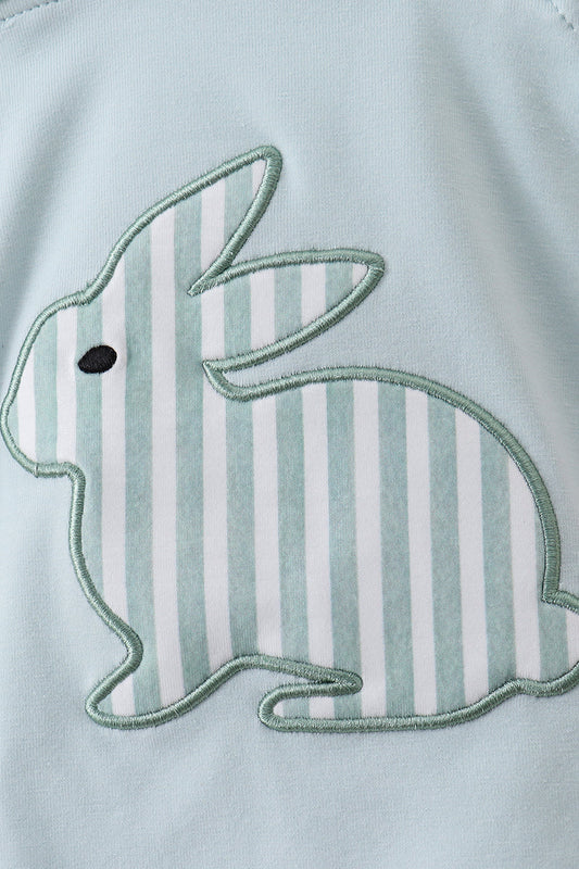 Blue stripe bunny applique bubble