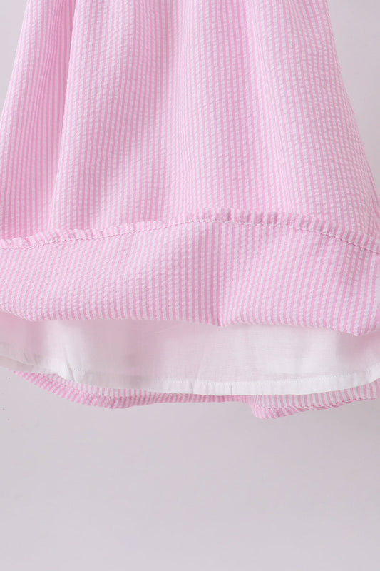 Pink seersucker ruffle dress