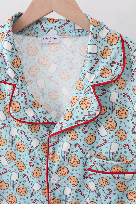 Santa claus cookie print adult pajams set