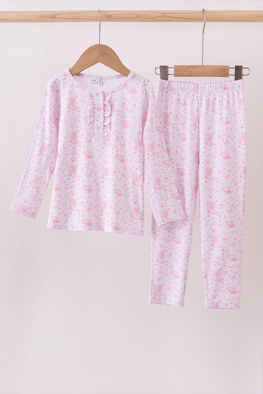 Premium pink boots bamboo pants set