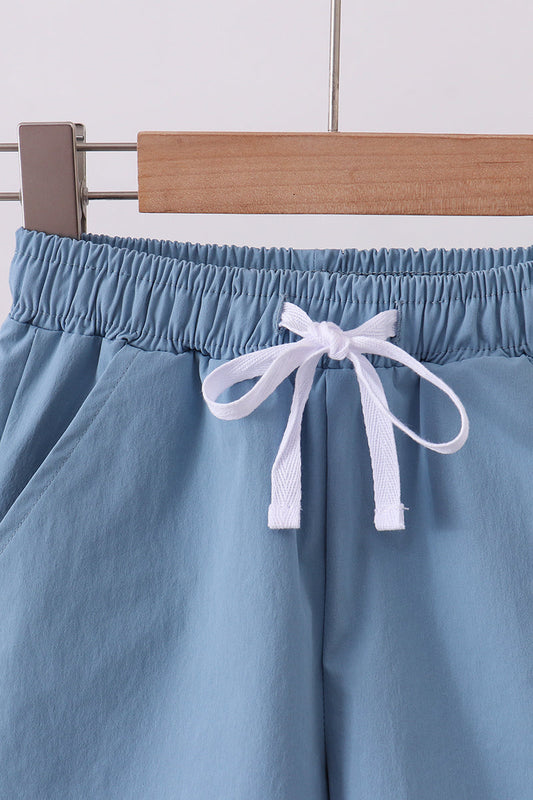 Dusty blue pocket performance shorts