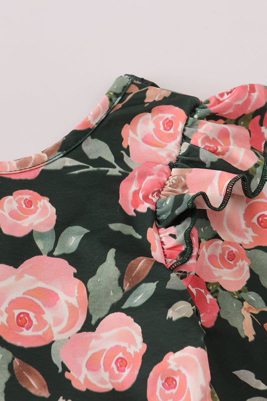 Pink floral swiss dot leotard