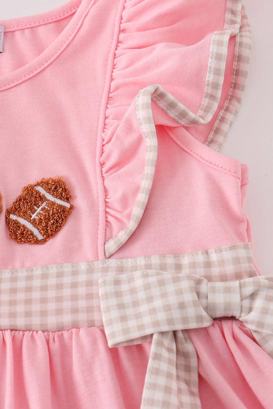 Pink football french knot ruffle dress