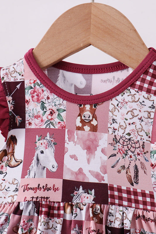 Pink checkered farm bamboo ruffle bubble