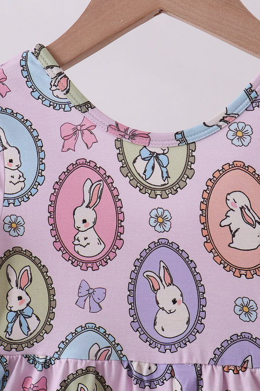 Purple bunny print bamboo jumpsuit