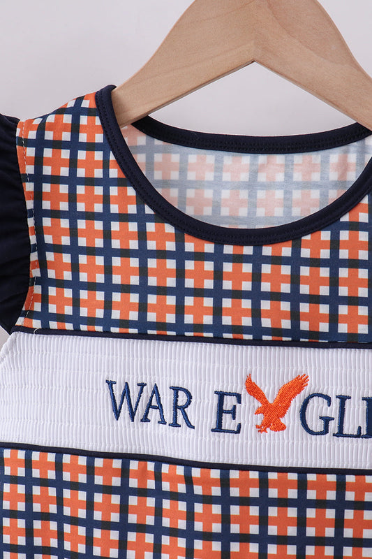 Auburn war eagle smocked ruffle short set
