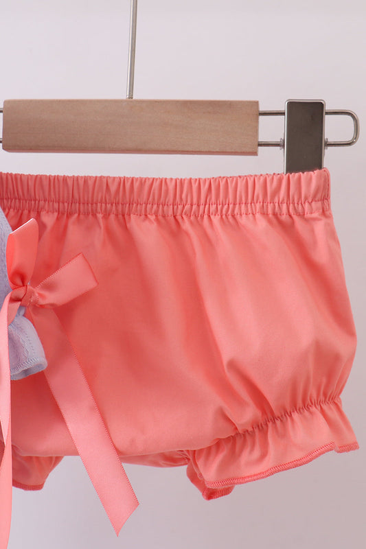 Blue jacquard floral embroidery bloomer set