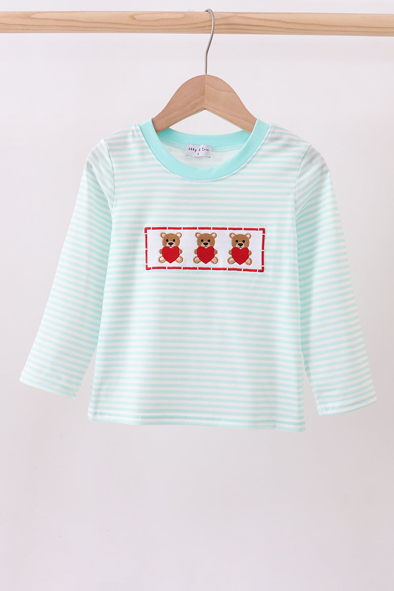 Blue bear embroidery top