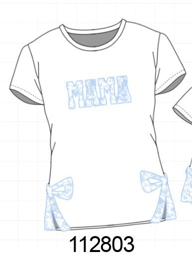 White MAMA bow applique mom&me top