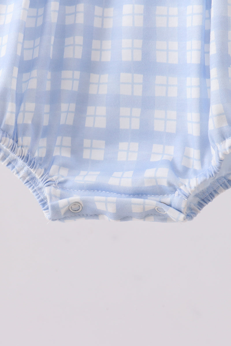 Blue cross smocked plaid bubble