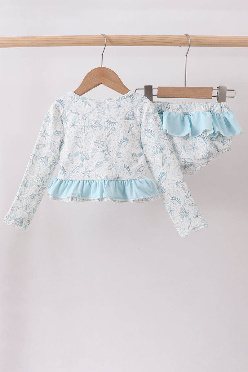 Sea shell  ruffle 2pc swimsuit