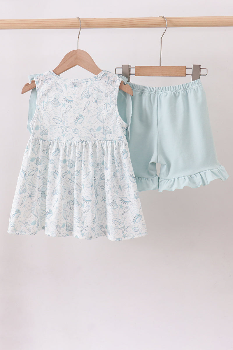 Sea shell  ruffle shorts set