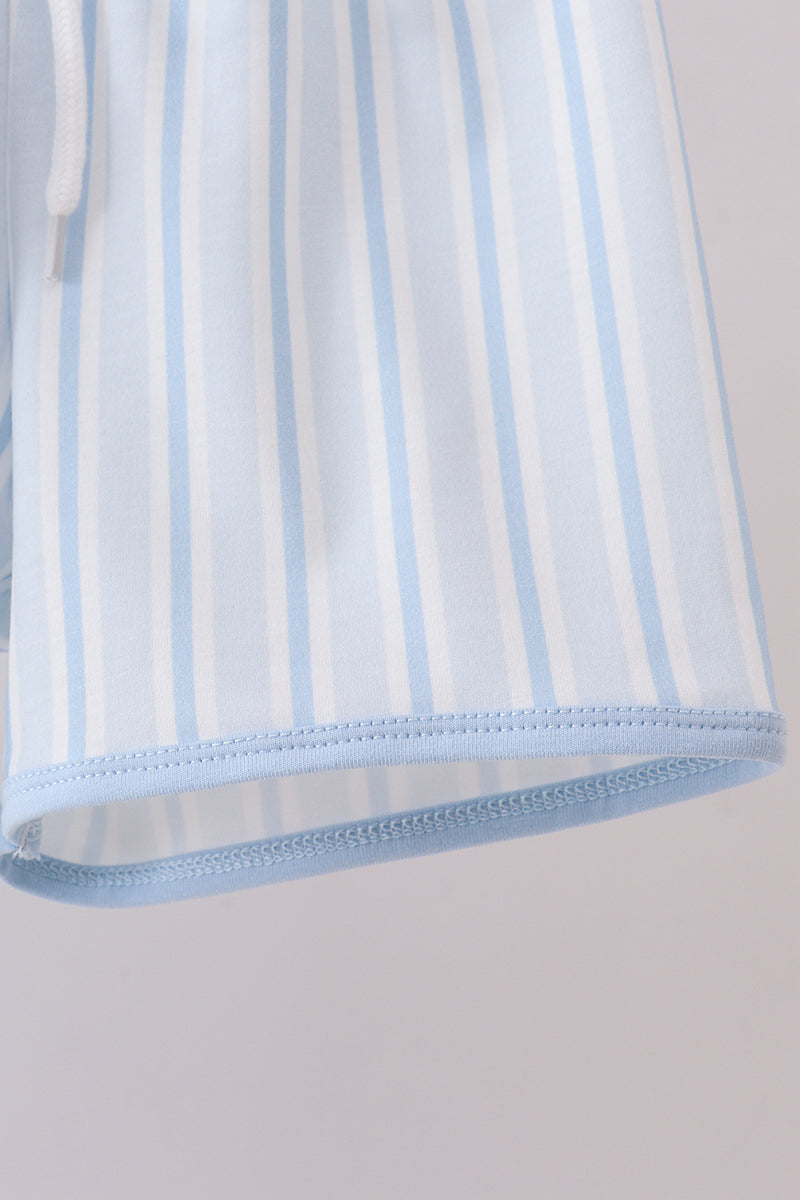 Blue shark applique shorts set