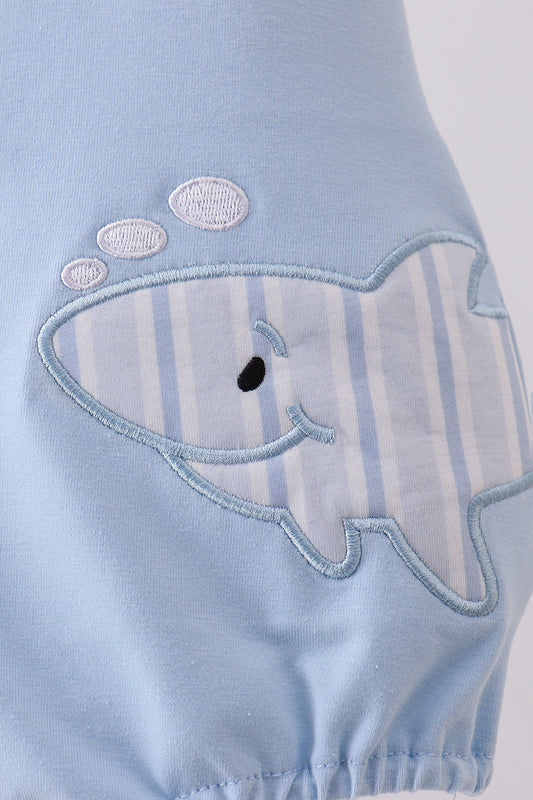Blue shark applique bubble