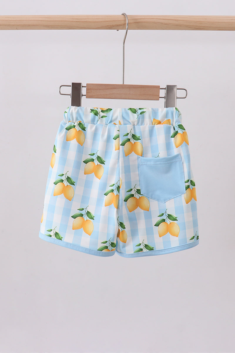 Blue lemon swim trunks