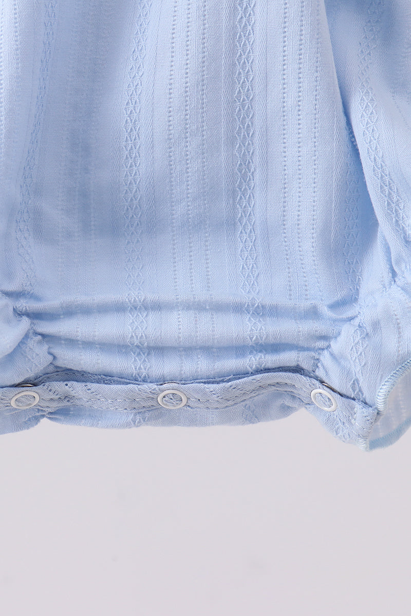 Blue sailboat embroidery jacquard ruffle bubble