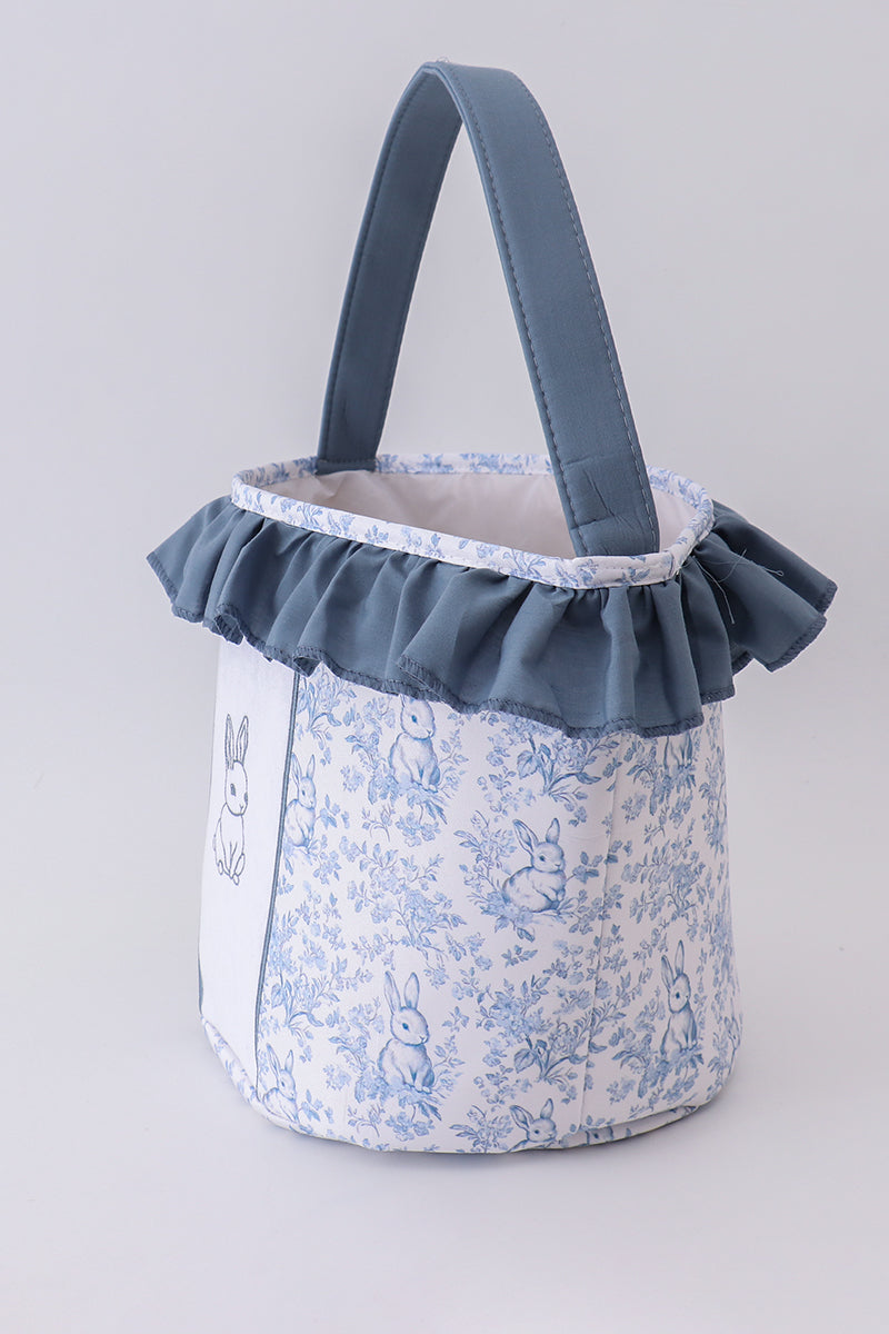 Blue bunny floral ruffle basket