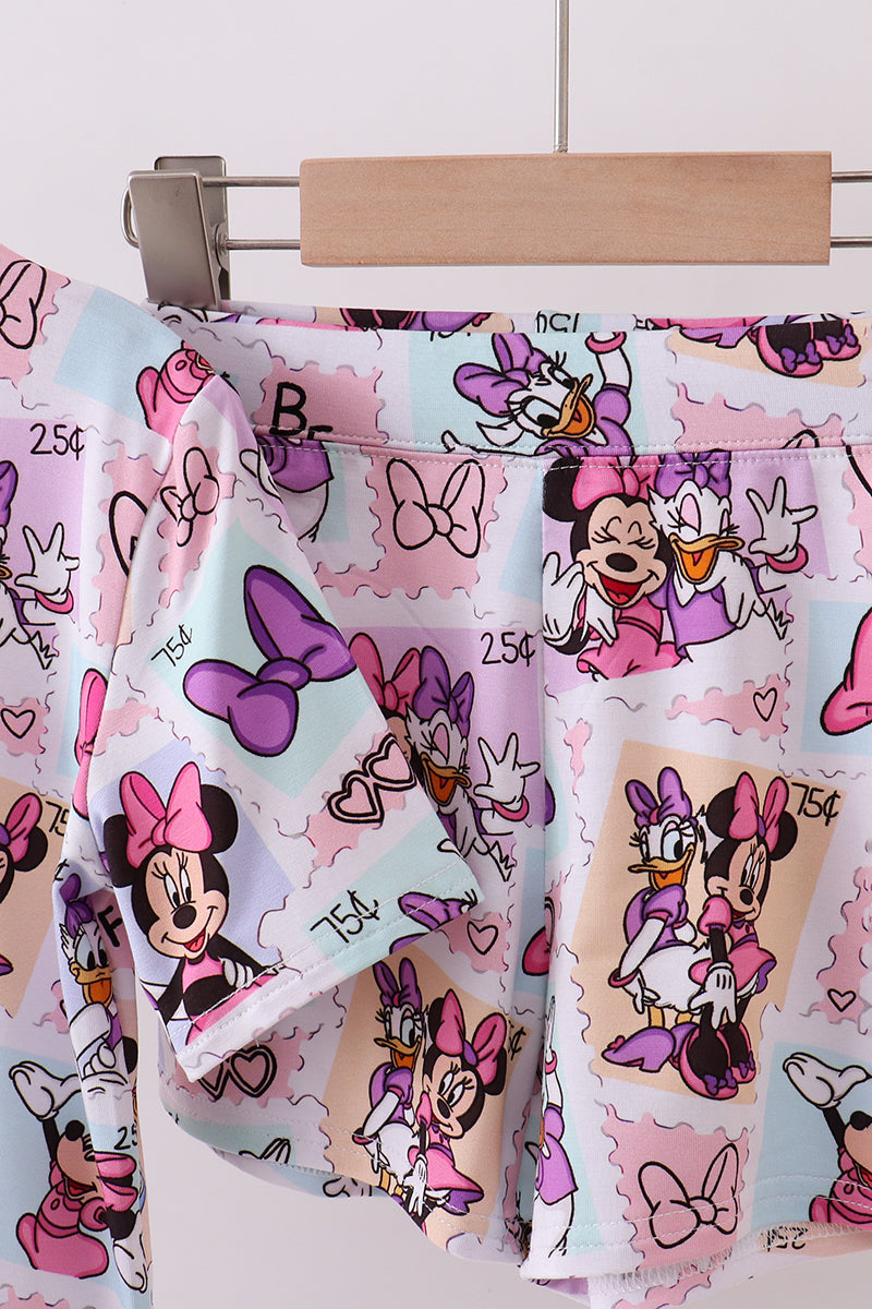 Pink character bamboo pajama set