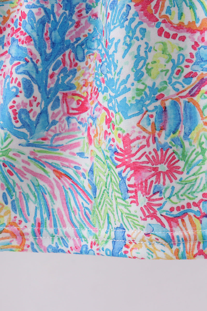 Pink character smocked ruffle dress