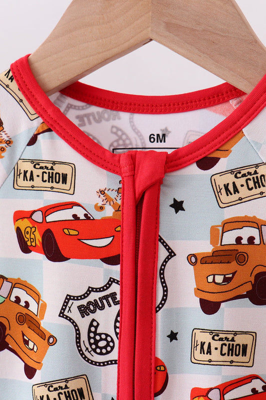 Red character bamboo romper