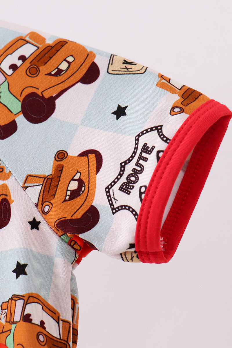 Red character bamboo romper