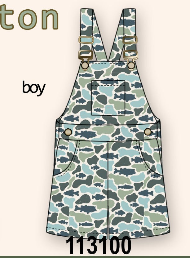 Camouflage denim overall