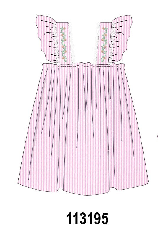 Pink seersucker ruffle dress