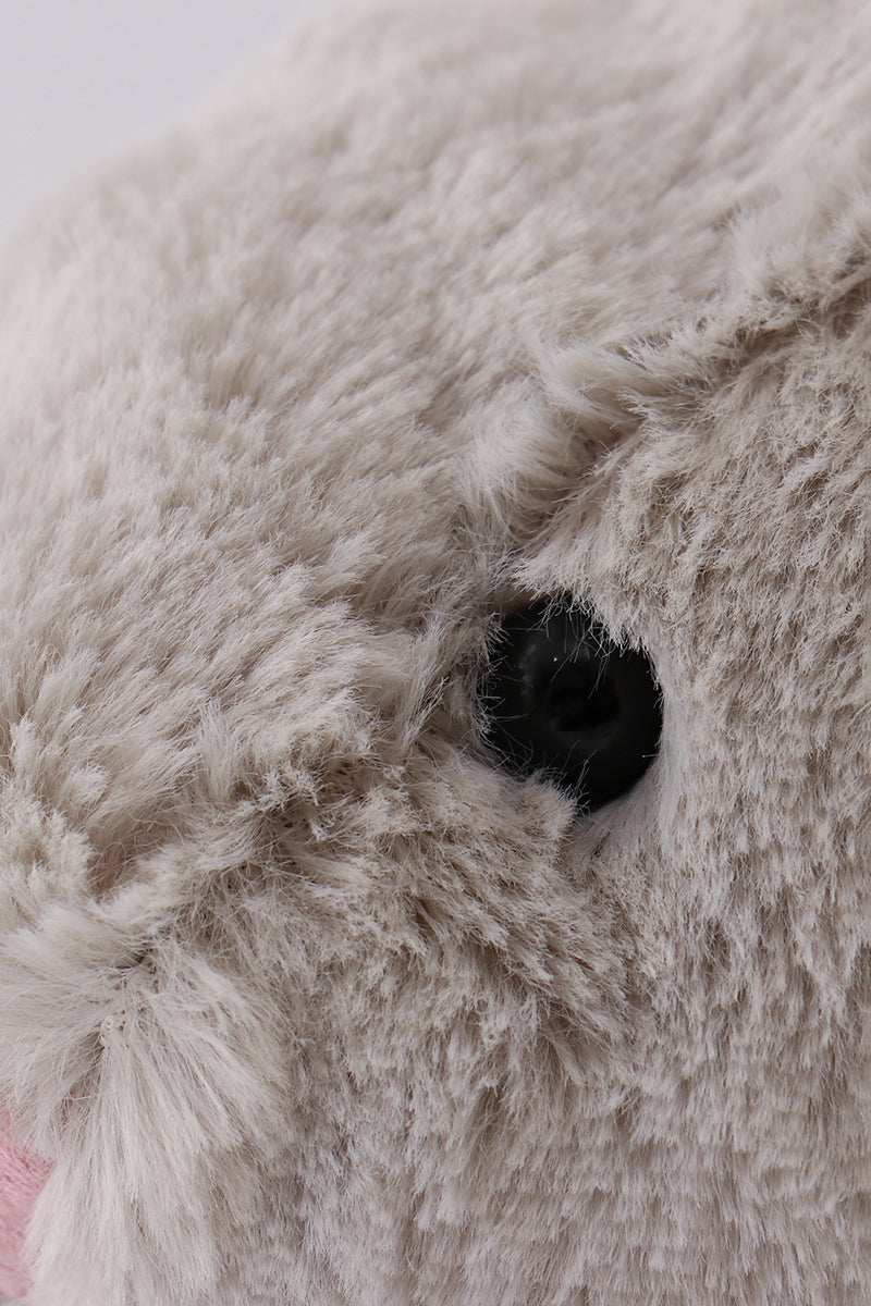 Grey floral plush bunny