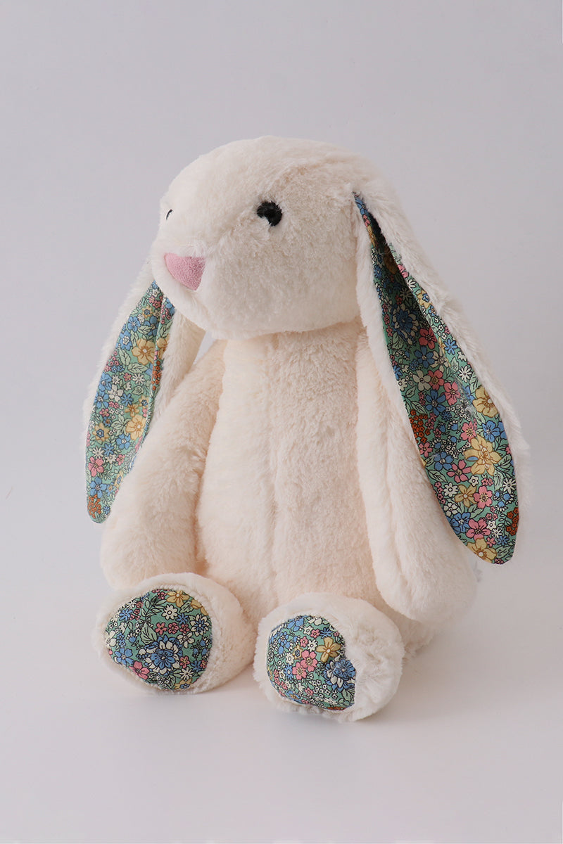 Cream floral plush bunny
