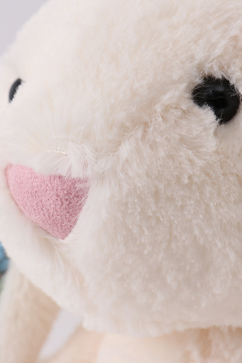 Cream floral plush bunny