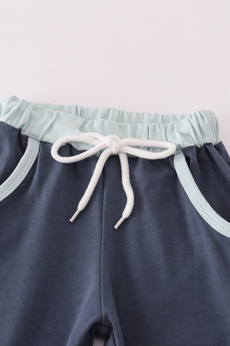 Blue embroidery pants set