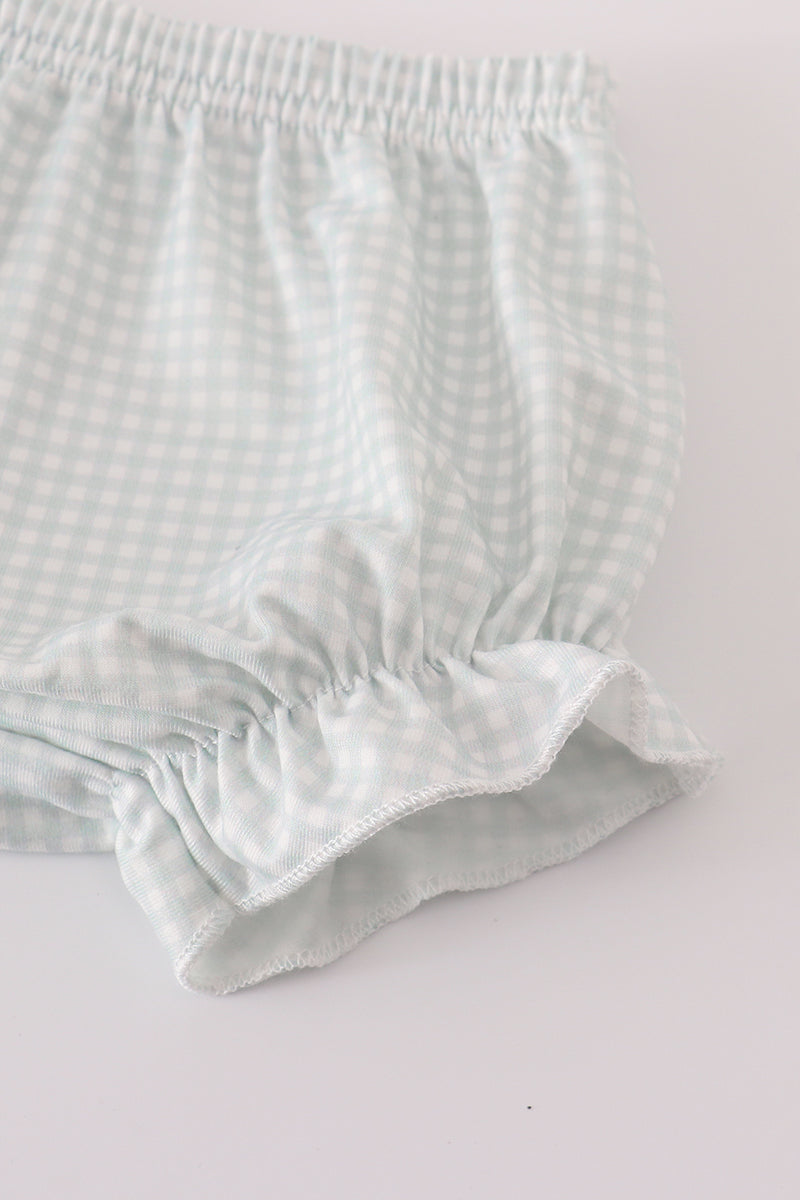 Blue boots embroidery ruffle bloomer set