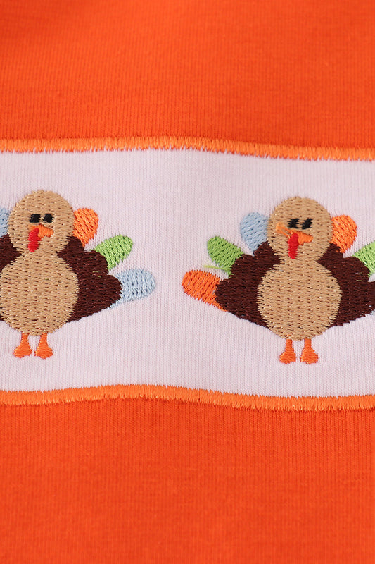 Orange turkey embroidery top