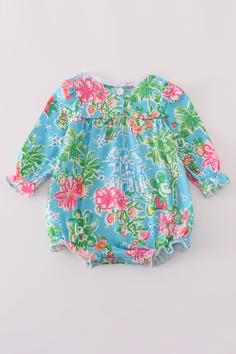 Green floral character applique bubble