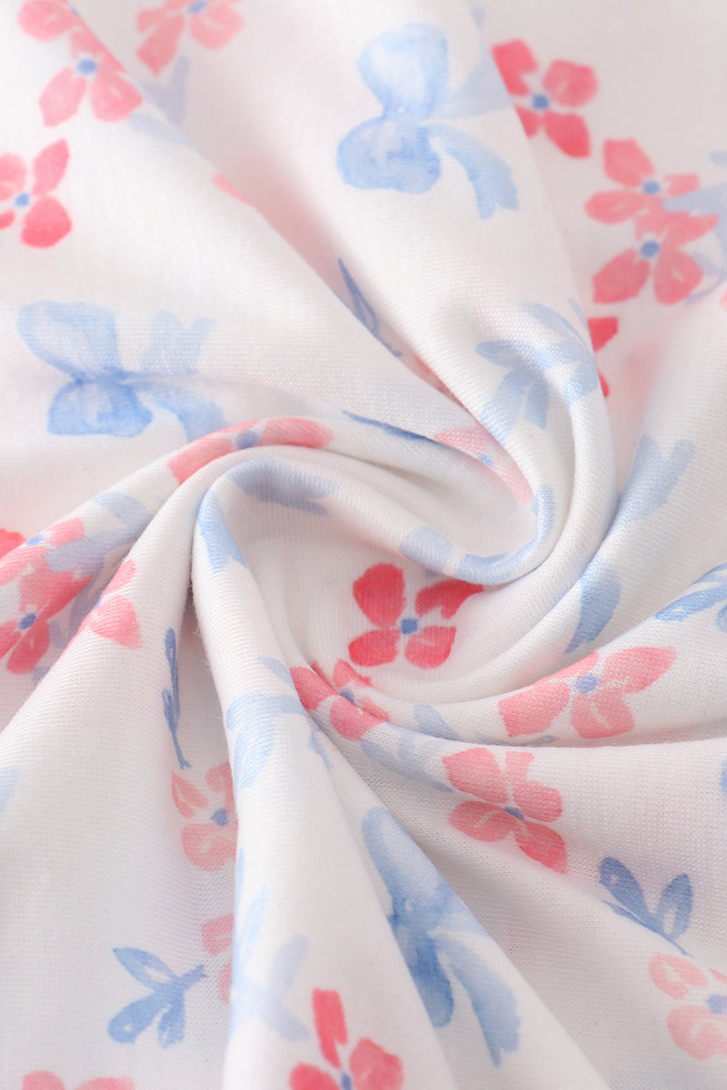 Blue bow lattice print  blanket