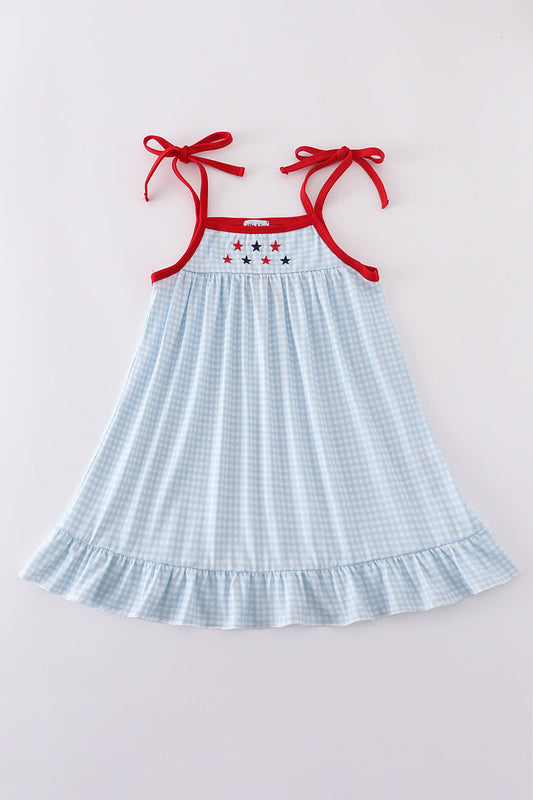 Gingham star embroidery dress