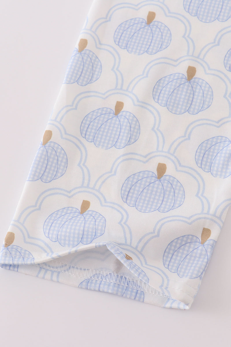 Blue pumpkin embroidery pants set