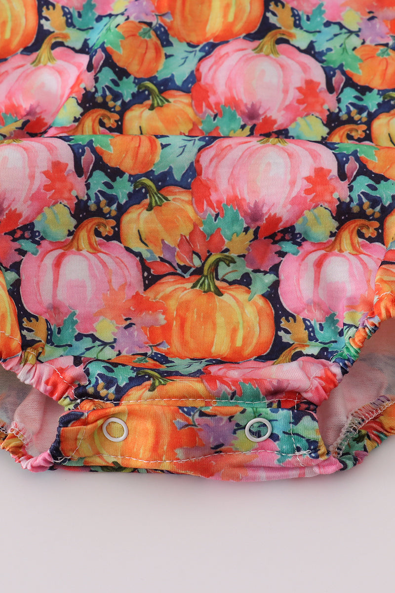 Pink pumpkin print ruffle bubble