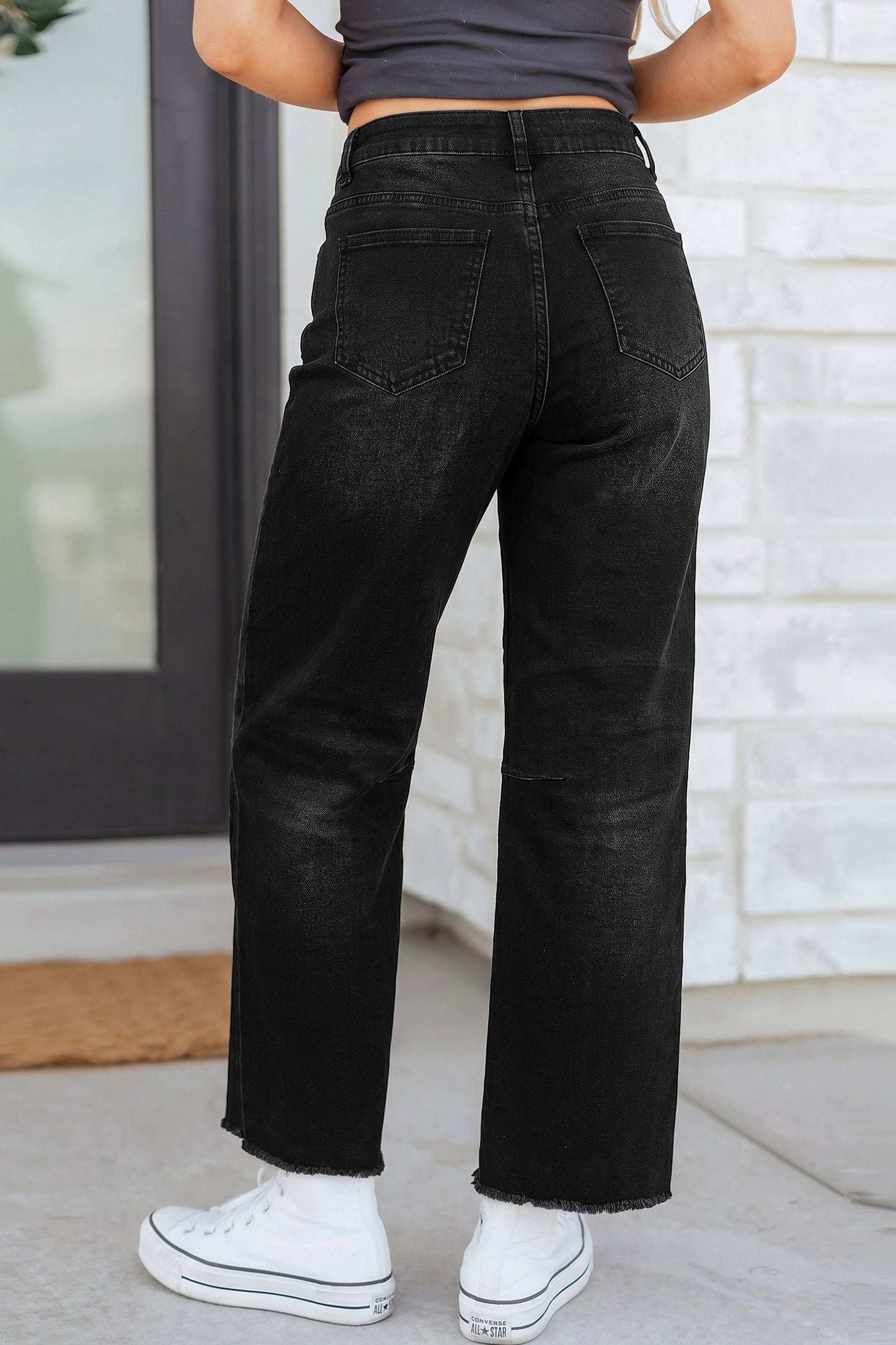 Beau Blue Frayed Cropped Barrel Jeans