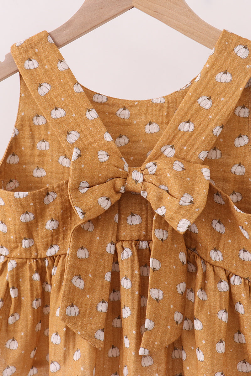 Premium pumpkin print muslin pants set