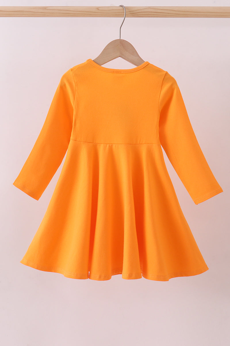 Premium Orange Tennessee puppy applique dress