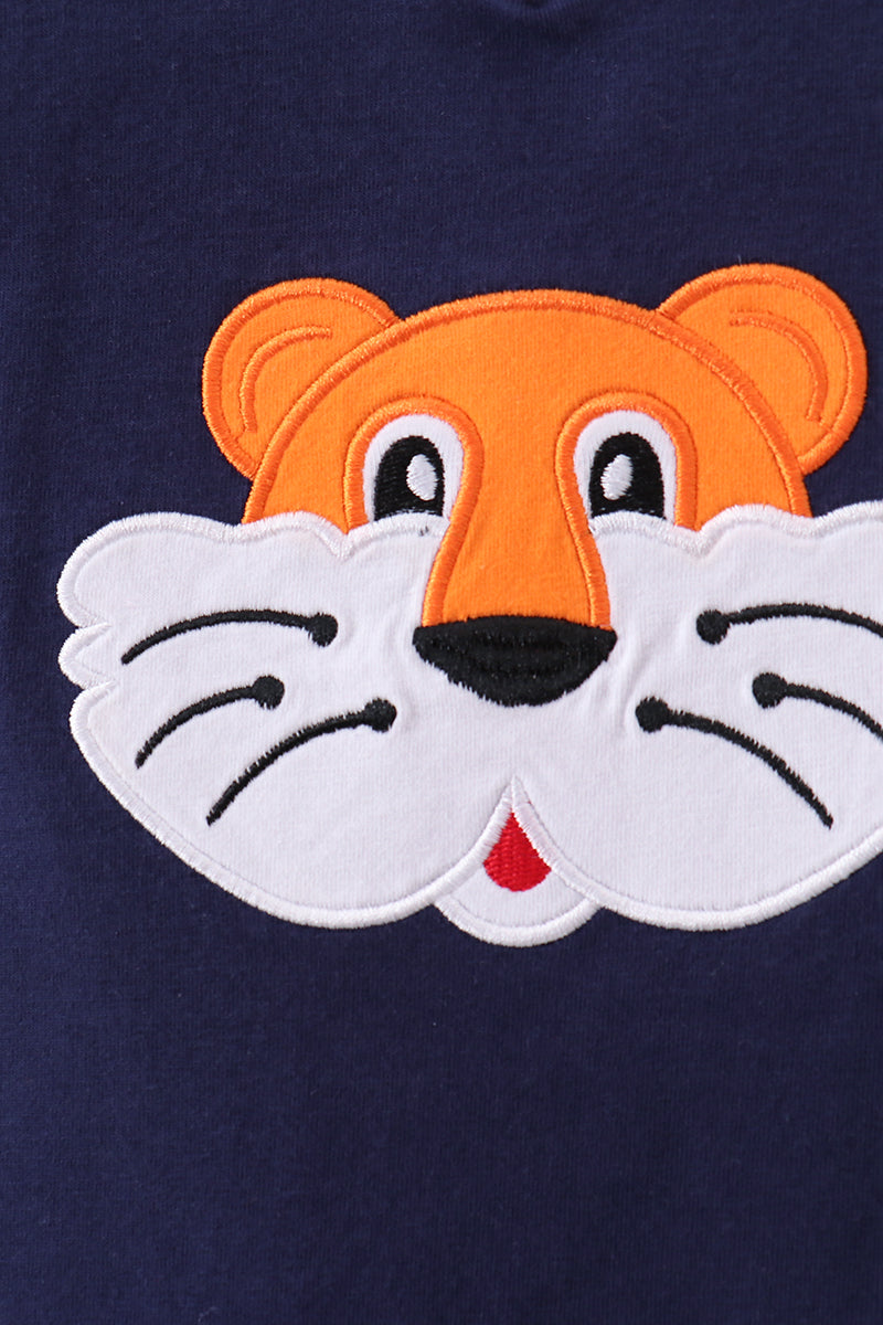 Premium Navy Auburn tiger applique top