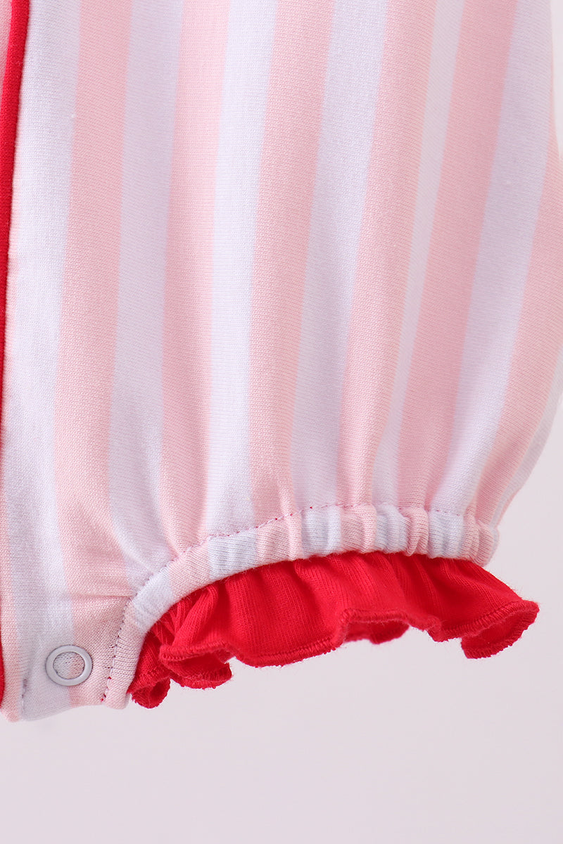 Pink baseball bow stripe bubble